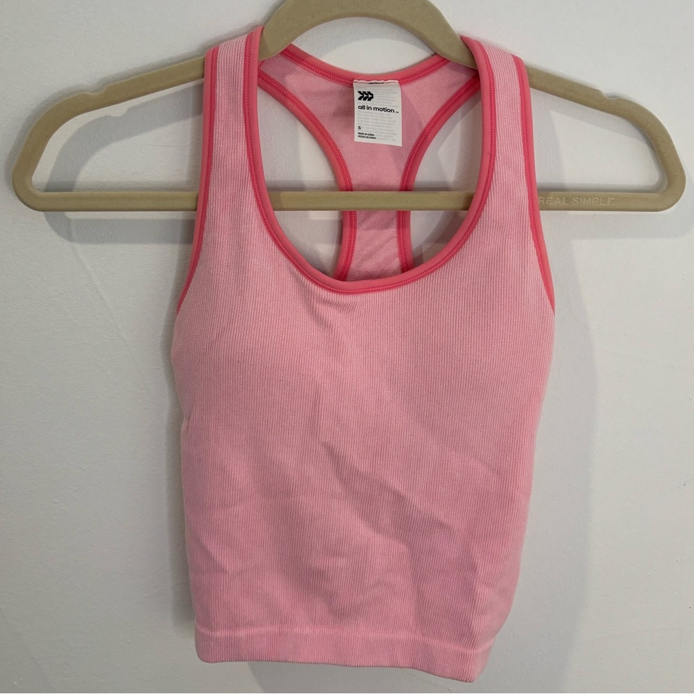 All In Motion Women's Seamless Racerback Rib Workout Top, Pink, Size S